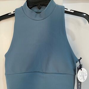 Kyodan Sleeveless High Neck Athletic Top Blue Gym Yoga New
